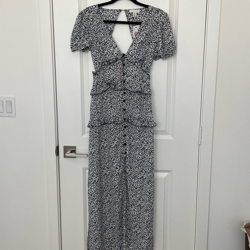 NEW WITH TAGS Top Shop Size 2 Spotted Button Up Maxi Dress